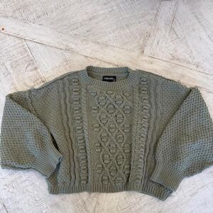 Originality Sage Green Cable Knit Bobble Sweater